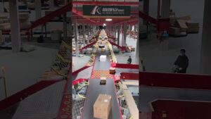 packages being sorted on conveyor belts